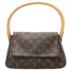LOUIS VUITTON Authentic Brown Monogram Canvas Mini Looping Shoulder Bag